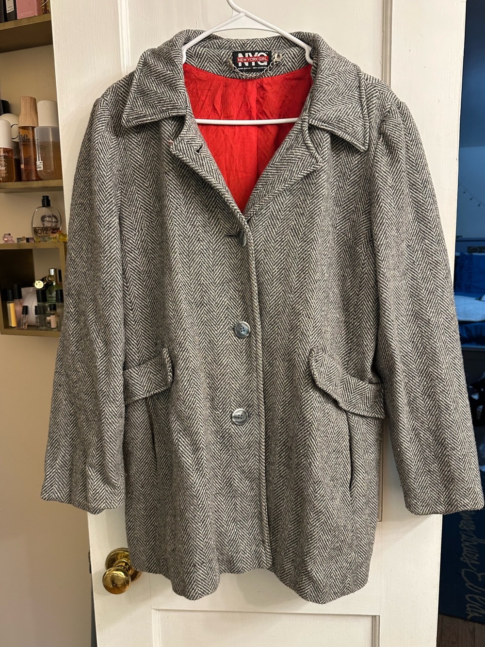 Oversized Herringbone Peacoat